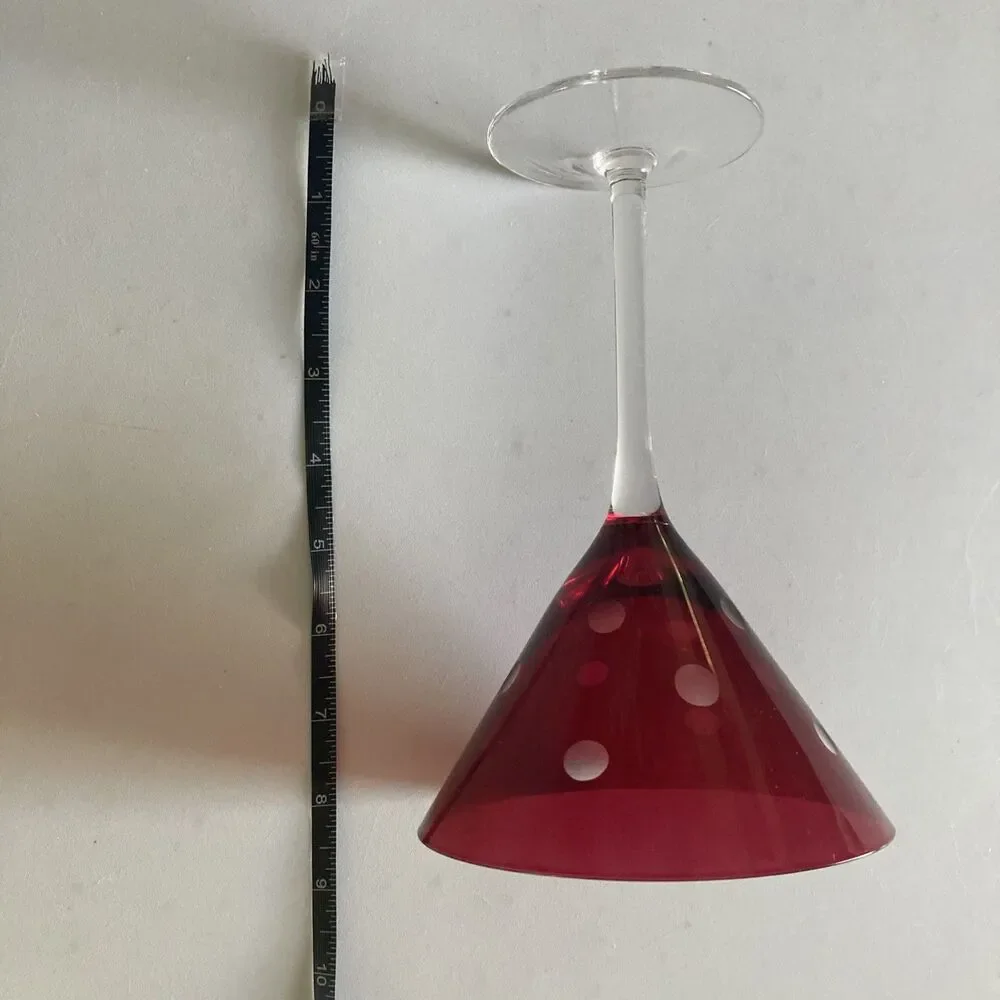 Unbranded Wine Glass Red Polka Dot Glass Excellent Condition
